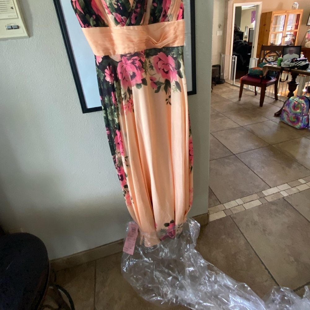 A formal long dress sleeveless